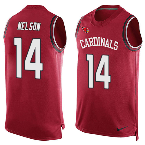 Men's Limited J.J. Nelson Nike Jersey Red - #14 Player Name & Number Tank Top NFL Arizona Cardinals